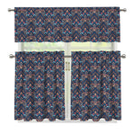 Damask Boho Pattern Print 3 Piece Kitchen Curtains