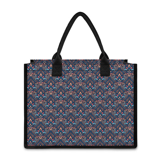 Damask Boho Pattern Print Canvas Tote Bag