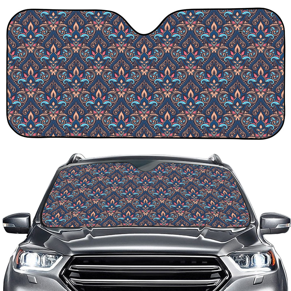 Damask Boho Pattern Print Car Windshield Sun Shade