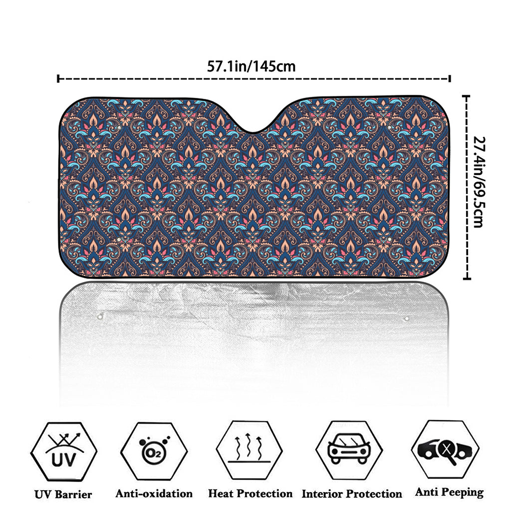 Damask Boho Pattern Print Car Windshield Sun Shade