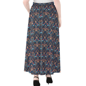 Damask Boho Pattern Print Chiffon Maxi Skirt