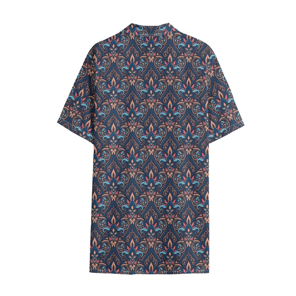 Damask Boho Pattern Print Cotton Hawaiian Shirt