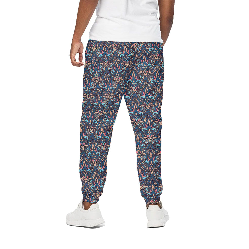 Damask Boho Pattern Print Cotton Pants