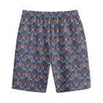 Damask Boho Pattern Print Cotton Shorts
