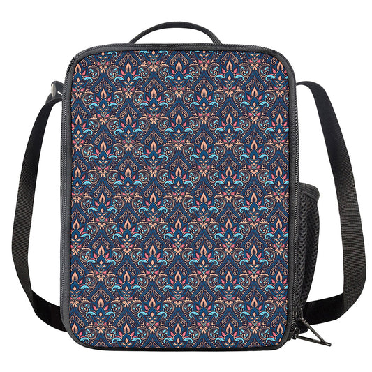 Damask Boho Pattern Print Crossbody Lunch Bag