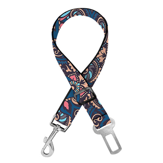 Damask Boho Pattern Print Dog Seat Belt