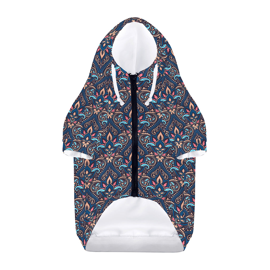 Damask Boho Pattern Print Dog Zip Up Hoodie