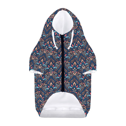 Damask Boho Pattern Print Dog Zip Up Hoodie