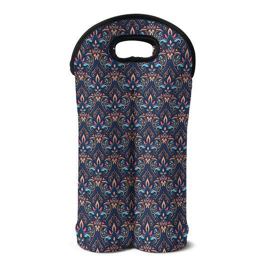 Damask Boho Pattern Print Double Neoprene Wine Tote