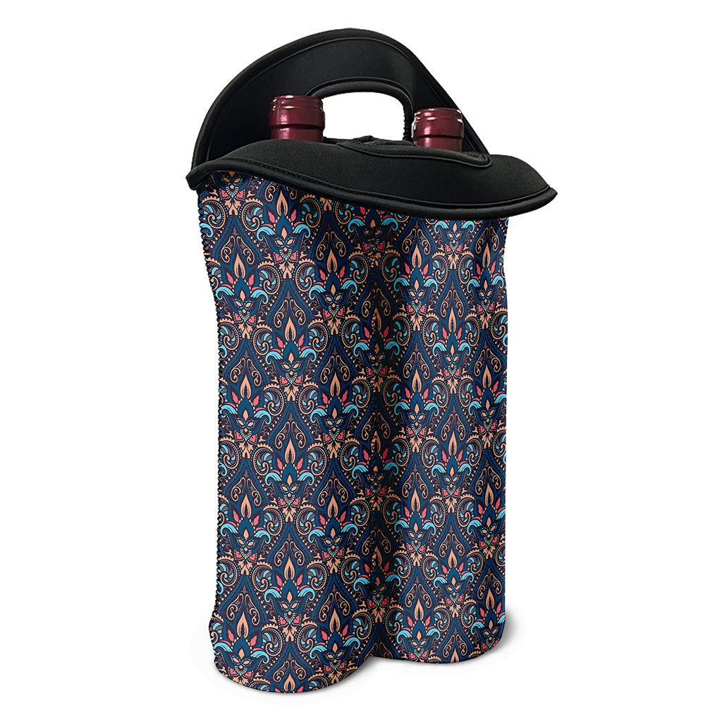 Damask Boho Pattern Print Double Neoprene Wine Tote