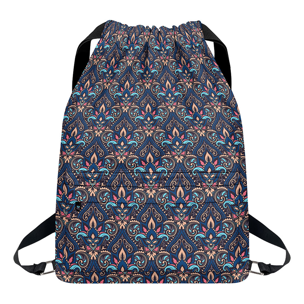 Damask Boho Pattern Print Drawstring Backpack