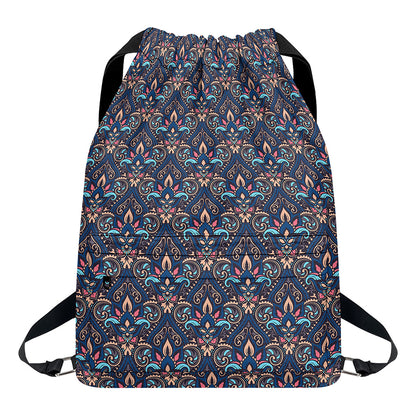 Damask Boho Pattern Print Drawstring Backpack