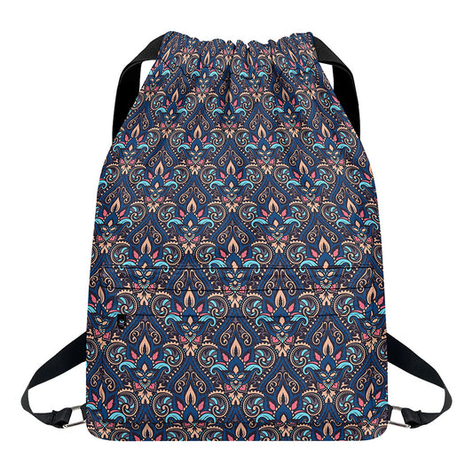 Damask Boho Pattern Print Drawstring Backpack