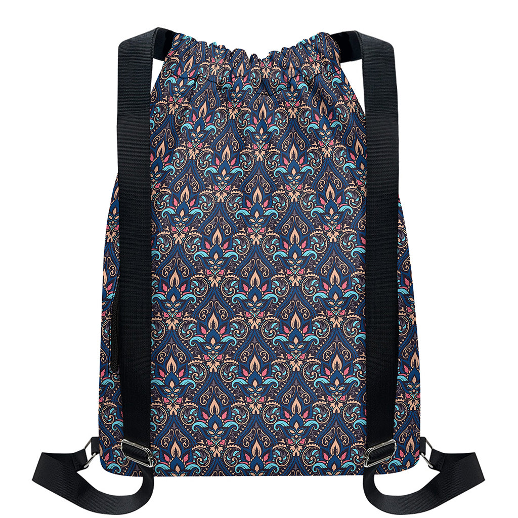 Damask Boho Pattern Print Drawstring Backpack