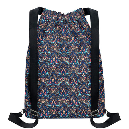 Damask Boho Pattern Print Drawstring Backpack