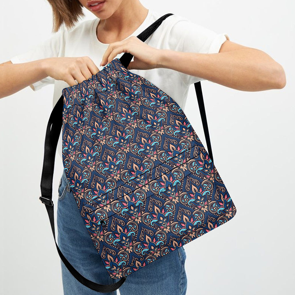 Damask Boho Pattern Print Drawstring Backpack