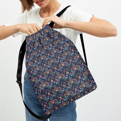 Damask Boho Pattern Print Drawstring Backpack