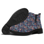 Damask Boho Pattern Print Flat Ankle Boots