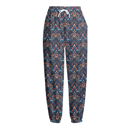 Damask Boho Pattern Print Fleece Lined Knit Pants