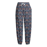 Damask Boho Pattern Print Fleece Lined Knit Pants