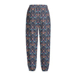 Damask Boho Pattern Print Fleece Lined Knit Pants