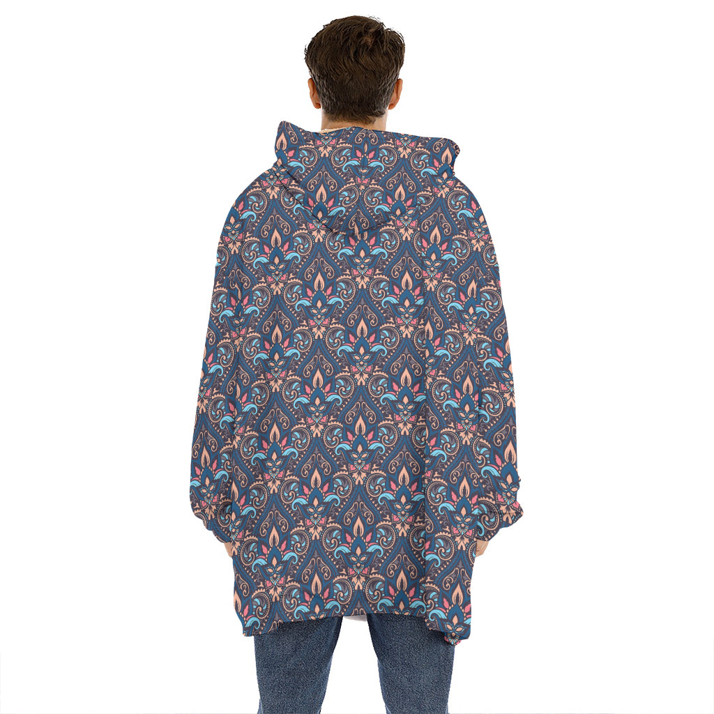 Damask Boho Pattern Print Hoodie Blanket