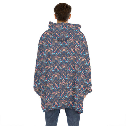 Damask Boho Pattern Print Hoodie Blanket