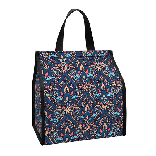 Damask Boho Pattern Print Insulated Lunch Tote