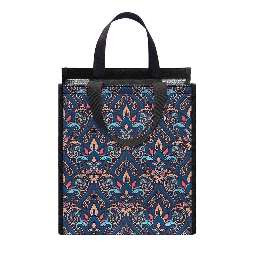 Damask Boho Pattern Print Insulated Lunch Tote