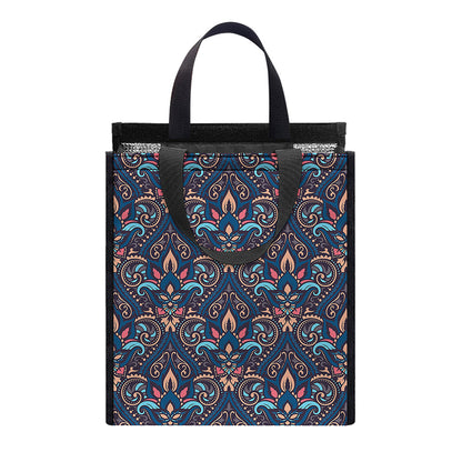 Damask Boho Pattern Print Insulated Lunch Tote
