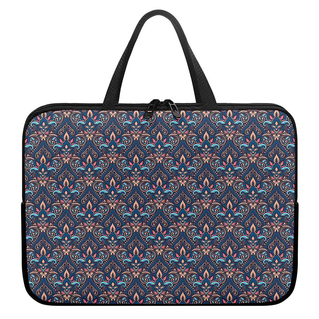 Damask Boho Pattern Print Laptop Sleeve With Handle