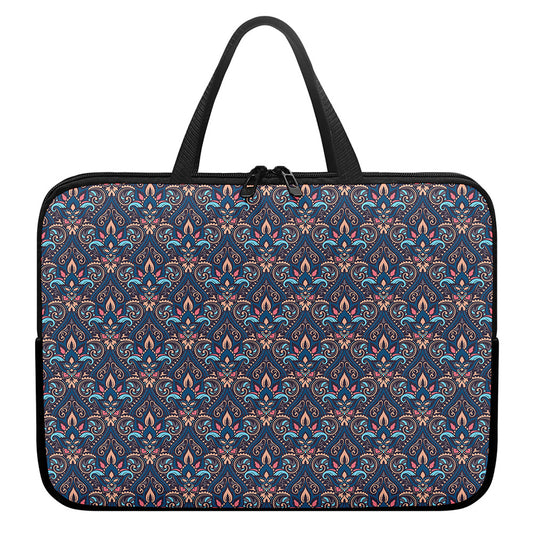 Damask Boho Pattern Print Laptop Sleeve With Handle