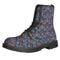 Damask Boho Pattern Print Lace-Up Boots