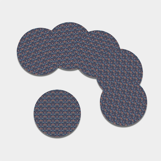 Damask Boho Pattern Print Leather Coaster Set