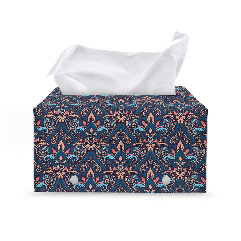 Damask Boho Pattern Print Leather Tissue Box Cover