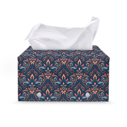 Damask Boho Pattern Print Leather Tissue Box Cover
