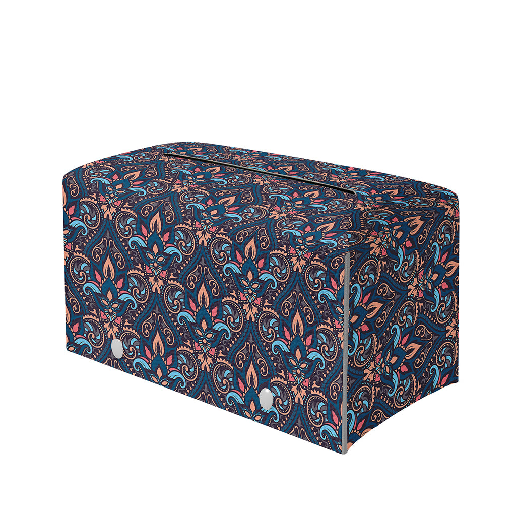 Damask Boho Pattern Print Leather Tissue Box Cover