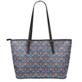 Damask Boho Pattern Print Leather Tote Bag With Zipper