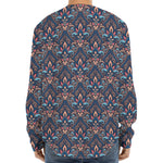 Damask Boho Pattern Print Long Sleeve Baseball Jersey