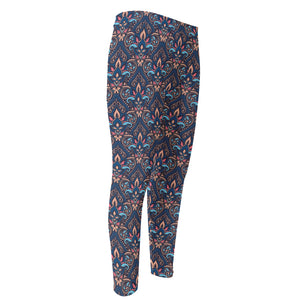 Damask Boho Pattern Print Men's Compression Pants