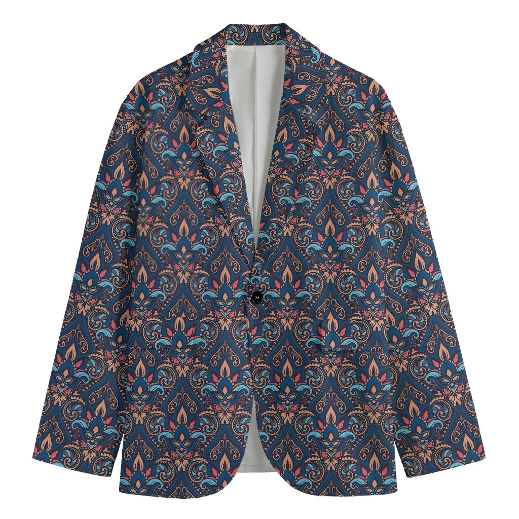 Damask Boho Pattern Print Men's Cotton Blazer