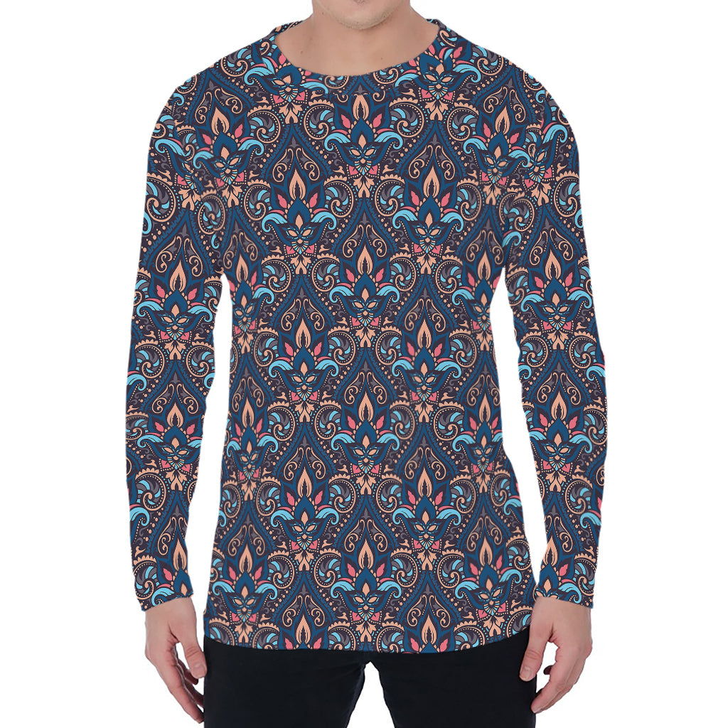 Damask Boho Pattern Print Men's Long Sleeve T-Shirt
