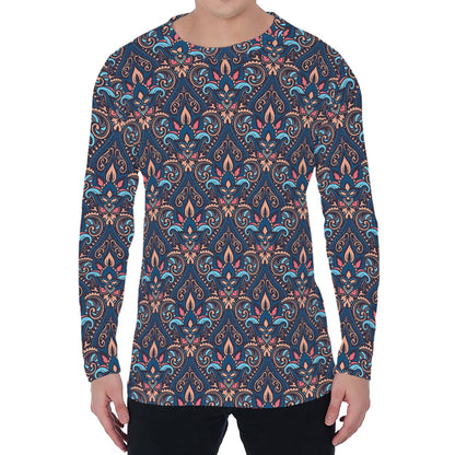 Damask Boho Pattern Print Men's Long Sleeve T-Shirt