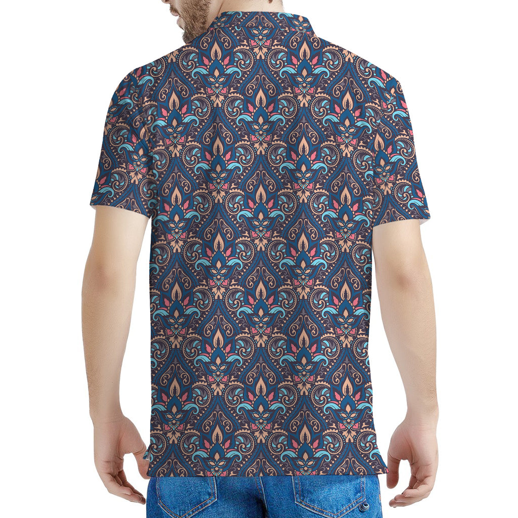 Damask Boho Pattern Print Men's Polo Shirt