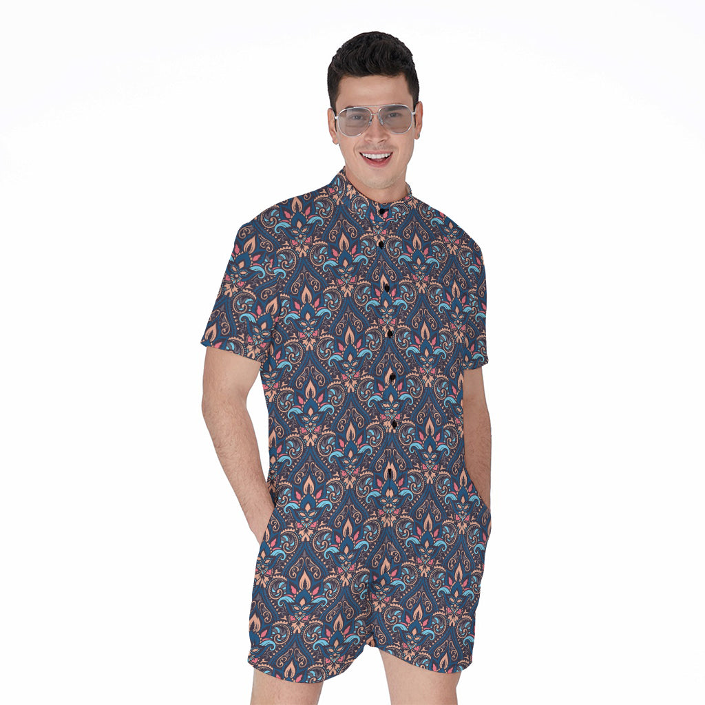 Damask Boho Pattern Print Men's Rompers