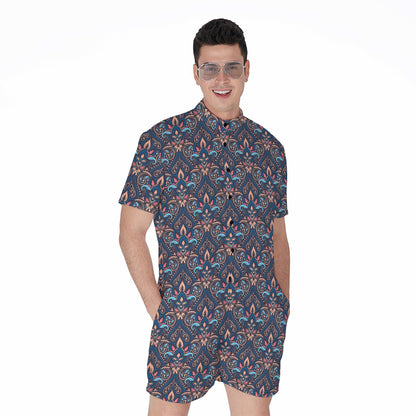 Damask Boho Pattern Print Men's Rompers
