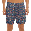Damask Boho Pattern Print Men's Split Running Shorts