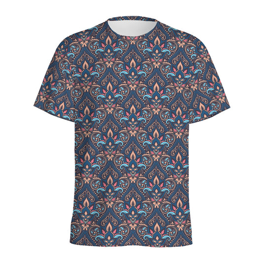 Damask Boho Pattern Print Men's Sports T-Shirt