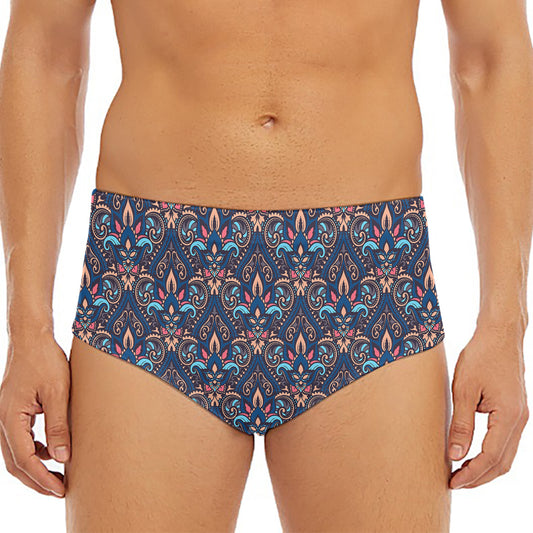 Damask Boho Pattern Print Men's Triangle Swim Briefs