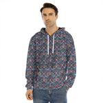 Damask Boho Pattern Print Men's Velvet Pullover Hoodie